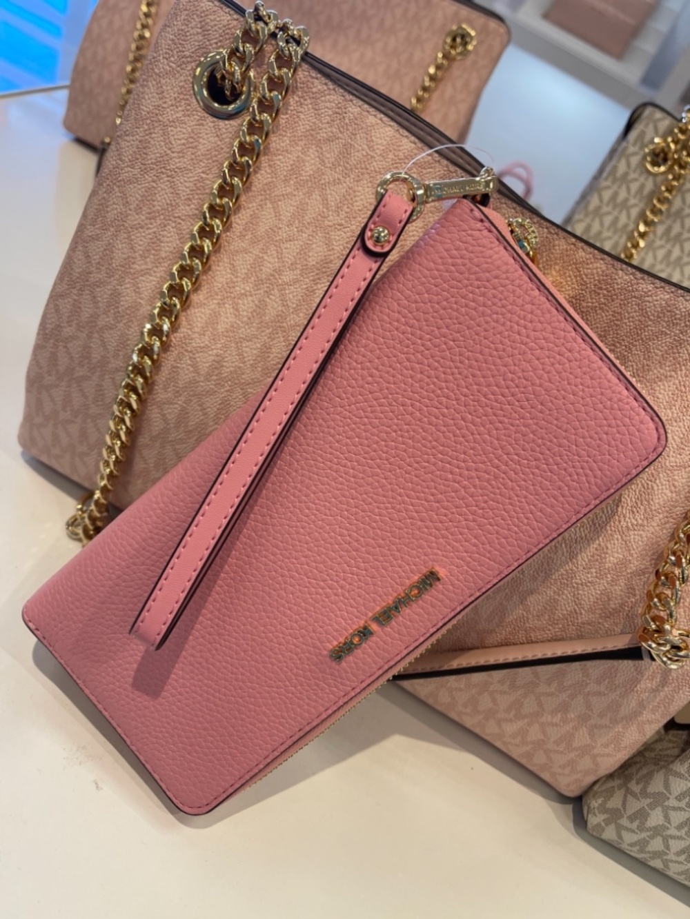 MICHAEL KORS Jet Set Travel Large Pebbled Leather Continental Wristlet Wallet Ph - Picture 3 of 16